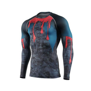 <b>Custom</b> <b>Designed</b> High Quality Full Sublimation Gym Fitness <b>Compression</b> <b>Shirts</b> Long Sleeve Rash Guard Swimming Rashguard for Men - Product Image 2