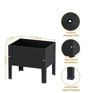 Lot de 2 jardinières surélevées en fer avec pieds, bac à plantes en métal pour extérieur, noir - Product Image 2