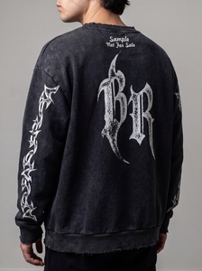 Mens Acid Wash Graphic Print <b>Sweatshirt</b> <b>Vintage</b> <b>Oversized</b> Crew Neck Pullover Cotton Fleece Casual Streetwear Custom <b>Sweatshirt</b> - Product Image 4