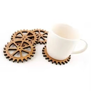 wheel shape wooden coaster <b>set</b> <b>rustic</b> round wheel design coaster for tea coffee <b>table</b> decor home kitchen office use gifting idea - Product Image 1