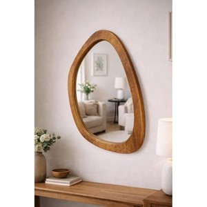 Mango Wood Asymmetrical <b>Mirror</b> Wholesale | Handcrafted Statement Wall <b>Mirror</b> India - Product Image 2