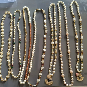 Collier de mariée classique tendance en perles naturelles géométriques faites à la main, avec pendentif long sur chaîne, bijoux multi-designs - Product Image 4