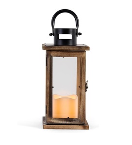 Lanterne en bois vintage écologique, design rustique, pour la décoration de restaurants, hôtels et maisons. - Product Image 1