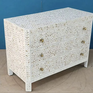 Cajón con Incrustaciones de Hueso de ILAHI, Diseño Moderno con Detalles de Ágata, Mueble Portátil para el Hogar - Product Image 1