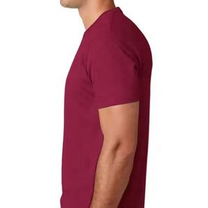 T-shirt à col rond de style sportif pour hommes avec logo personnalisé T-shirt de fitness ajusté respirant T-shirts en coton à col rond de couleur marron - Product Image 3