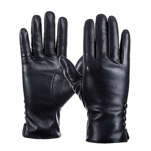 Guantes elegantes de cuero negro para mujer - Accesorios de moda de piel de oveja auténtica - Guantes de invierno forrados, suaves y cálidos - Lujo para dama - Product Image 6