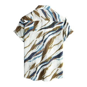 Camisa hawaiana elegante para hombre con estampado de hojas tropicales, manga corta, cierre informal, para vacaciones en la playa, viajes y fiestas - Product Image 2