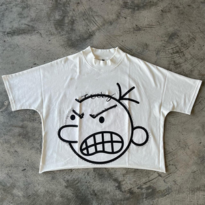 เสื้อยืดโอเวอร์ไซส์คอกลมทรงบ็อกซี่ผ้าคอตตอนเทอร์รี่ 100% พิมพ์โลโก้ได้ตามต้องการ น้ำหนัก 300 กรัม ระบายอากาศได้ดี แห้งเร็ว สไตล์สตรีทแฟชั่นสำหรับผู้ชาย - Product Image 6