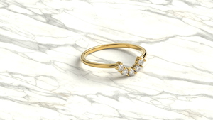Luxury 18K Gold Curved Round Diamond <b>Ring</b> Contoured Chevron Wedding Band Dainty Arch <b>Stacking</b> <b>Ring</b> Fine Jewelry Gift for Women - Product Image 3