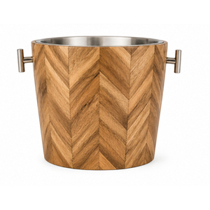 Seau à glace en bois à double paroi en acier inoxydable, refroidisseur à vin, support à champagne en chevrons pour bar à domicile, hôtel, vente en gros, logo personnalisé - Product Image 1