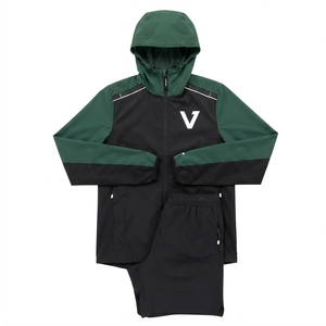 Ensemble short et sweat à capuche coupe-vent en polaire uni décontracté pour homme VANEK INTERNATIONAL, col en V, rose, vert, blanc, séchage rapide, 320g, sans couture - Product Image 1
