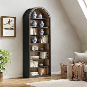 Large Arched <b>Open</b> Bookshelf Independent Wooden <b>Storage</b> Cabinet for Living Rooms Bedrooms Offices or Libraries - Product Image 3