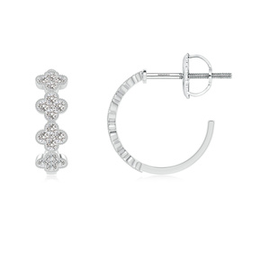 Pendientes de Aro Abiertos Clásicos con Trébol de Cuatro Hojas y Diamantes Cultivados en Laboratorio, Oro de 10K, 14K, 18K y Plata de Ley 925, 935, Chapados en Rodio para Boda - Product Image 4