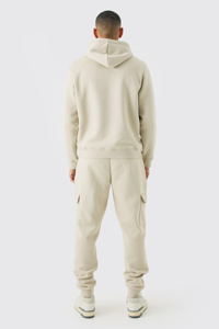 Conjunto de chándal personalizado con capucha de gran tamaño y logotipo estampado en blanco de talla grande para hombre, chándal informal de algodón 100% de peso pesado para correr - Product Image 2