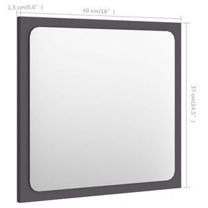 Specchio di medie dimensioni grigio in legno ingegnerizzato e acrilico per bagno - Product Image 5