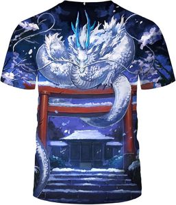 เสื้อยืดผู้ชายลายพิมพ์มังกร 3 มิติ แขนสั้น คอกลม ทรงโอเวอร์ไซส์ สไตล์ลำลองแนวสตรีท พิมพ์ลายแบบซับลิเมชั่น ผ้าฝ้าย 100% - Product Image 2