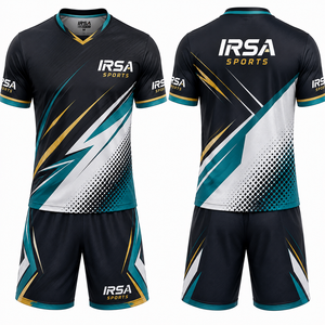IRSA SPORTS Men's Sublimated Pickleball Jersey Set V-Neck Short Sleeve Moisture Wicking <b>Athletic</b> Uniforms - Product Image 4