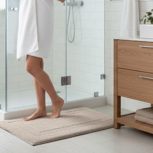 Tapis de bain antidérapant à boucles, motif géométrique tissé touffeté, en micro-poly réversible, adapté aux animaux domestiques, pour hôtel et usage domestique, 1600 GSM - Product Image 4