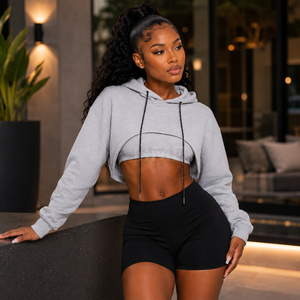 HMR Sorority Sisterhood Streetwear Cropped Hoodie 100% Coton Hiver Pull à Capuche Doublé Toile - Product Image 3