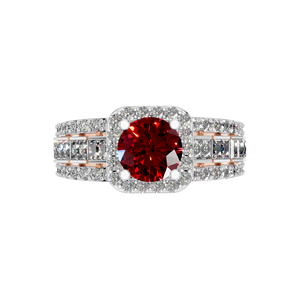 טבעת אירוסין/נישואין בהתאמה אישית, מצופה זהב, עם הילה של יהלומים 0.99 קראט ורובי 1.5 קראט, בעלת תעודת IGI, בסגנון קלאסי מודרני. - Product Image 3