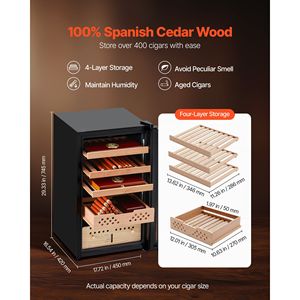 Humidor Elettrico Spagnolo da 70L per Sigari con Raffreddamento a Compressore da 400 Sigari e Controllo Costante di Umidità e Temperatura - Product Image 4