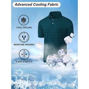 Chemise de golf à manches courtes pour homme, en jersey de polyester/coton, imprimée par transfert thermique, couleur turquoise, coupe classique, logo sur le devant, 180g, respirante - Product Image 3