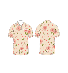 เสื้อโปโลพิมพ์ลายดอกพีชแบบกำหนดเอง ระบายอากาศได้ดี น้ำหนักเบา เหมาะสำหรับทีมกอล์ฟ แขนสั้น ลายดอกไม้แบบซับลิเมชั่น เสื้อผ้าสำหรับออกกำลังกาย - Product Image 1