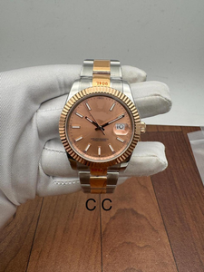 นาฬิกาวินเทจสุดหรู ตัวเรือนสองสีโรสโกลด์ลายฟลูต หน้าปัดสีช็อกโกแลตซันเบิร์ส พร้อมช่องแสดงวันที่ และกลไกอัตโนมัติ ETA MOVEMENT - Product Image 3