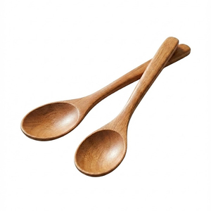 ส้อมช้อนสลัด Woodensure ขนาด 10.2 นิ้ว ด้ามยาว ทำจากไม้กระถินเทศ ขัดเงาแบบกระจก ดีไซน์คลาสสิก เป็นมิตรกับสิ่งแวดล้อม เหมาะสำหรับงานปาร์ตี้ ช้อนหนา 3 มม. - Product Image 2