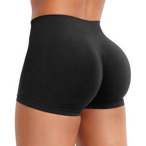 Shorts Deportivos Negros Clásicos sin Costuras de Cintura Alta para Mujer, Shorts Ajustados para Gimnasio, Yoga, Ciclismo, Control de Abdomen - Product Image 1
