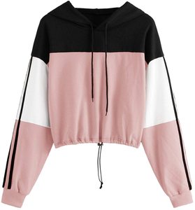 Sudadera con Capucha Corta de Alta Calidad para Mujer, Manga Larga, Suave, con Bloques de Color, Sudadera con Capucha Corta para Invierno - Product Image 3