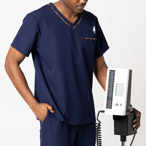Unisex Scrub <b>Tops</b> Knitted Custom Branding Healthcare Staff Uniform Shirts OEM Pakistan Manufacturing Export Supply - Product Image 4