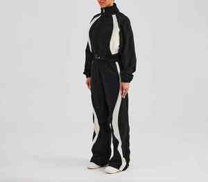 Ensemble de survêtement en nylon à panneaux contrastés de haute qualité, personnalisé OEM, pour femmes, 2 pièces, coupe-vent pour femmes - Product Image 5