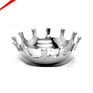 Metal Fruit Bowl Silver Finished Food Serving Classic Modern Bowl Food Serving Bowl Metal <b>Plain</b> Decorative Salad - Product Image 1