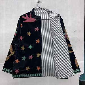 เสื้อแจ็คเก็ตกำมะหยี่ปักลายซูซานี คอจีน ลายดาวและนก ทรงหลวม แขนยาว สไตล์วินเทจสำหรับฤดูใบไม้ร่วง - Product Image 1