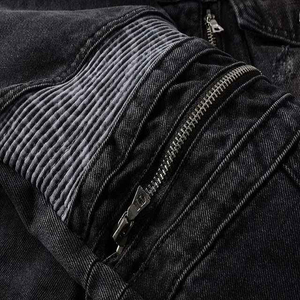 Chaqueta de mezclilla casual para hombre, corte regular, con cremalleras y detalles desgastados, estilo otoñal - Product Image 4