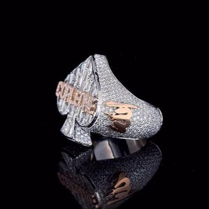 Iced Out Round Cut Moissanite Diamond <b>Ring</b> Custom Rapper Style Name <b>Initial</b> Gift <b>Ring</b> Hip Hop 925 Sterling Silver <b>Ring</b> For Men's - Product Image 4