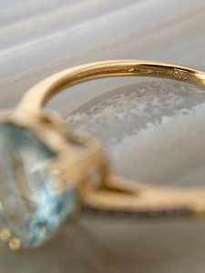 Bague de mariage tendance en argent sterling S925 avec pierre précieuse aigue-marine, zircon taille fleur de glace et diamant taille cœur à motif géométrique - Product Image 3