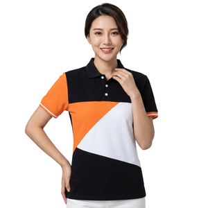 Men's Color Blocked <b>Polo</b> Shirt Short Sleeve Design Casual Knitted Fabric <b>Orange</b> White - Product Image 5
