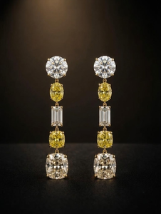 AMBER JEWELS Pendientes Unisex de Oro Sólido de 14K Chapado en Oro Vintage para Compromiso, Boda o Fiesta, con Diamante Cultivado en Laboratorio de Corte Brillante IGI - Product Image 3