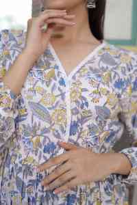 Robe courte indienne en coton imprimé floral fait à la main femme robe de soirée élégante robe personnalisée cadeau de mariée pour elle en solde - Product Image 2