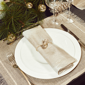 Set di 4 Eleganti Tovaglioli Quadrati Stampati in Misto Lino-Viscosa-PES 20x20 Pollici di Mode Living, Set di Accessori Durevoli - Product Image 1