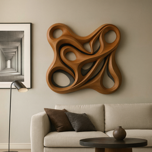Escultura de Madera Maciza Tallada a Mano, Arte Ecológico Decorativo Abstracto para Pared, para Aniversario o Decoración de Diwali, Arte de Pared para Colgar - Product Image 5