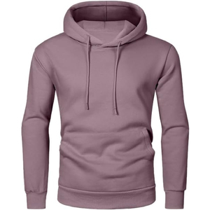 Sweat-shirt à capuche rouge pour homme, coupe classique, couleur unie, pull décontracté en tricot avec poche avant, vêtement d'automne - Product Image 2
