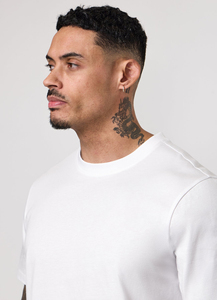 T-shirt blanc uni ajusté en coton pour homme – Vente en gros 100 % coton - Product Image 3