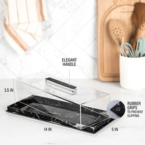 Caja de pan acrílica modelo de mármol negro moderno y elegante 2025A y regalo judaico perfecto para cualquier ocasión - Product Image 6