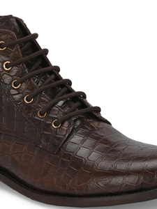 Giày boots nam da cá sấu <span class=keywords><strong>in</strong></span> họa tiết, buộc dây, kiểu dáng lịch sự, bền chắc - Product Image 6