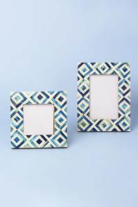 SOFIYA CRAFT - Marco de Fotos Rectangular de Madera con Incrustaciones de Hueso, Diseño Floral Azul, Estilo Vintage Hecho a Mano - Product Image 4