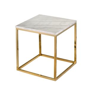 Vente en gros fabricant, table d'appoint carrée en acier inoxydable avec dessus en marbre, meubles de salon, tables basses - Product Image 1