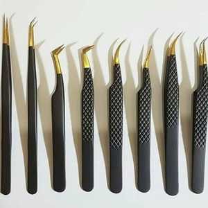 Juego de Pinzas Profesionales de Acero Inoxidable para Extensión de Pestañas, 8 Piezas, Herramientas de Precisión para Artistas de Volumen de Pestañas - Product Image 1